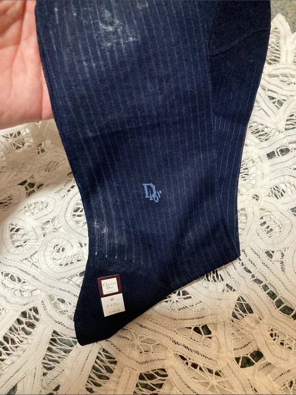 Dior Men’s Dark Navy Pinstripe Dress Socks